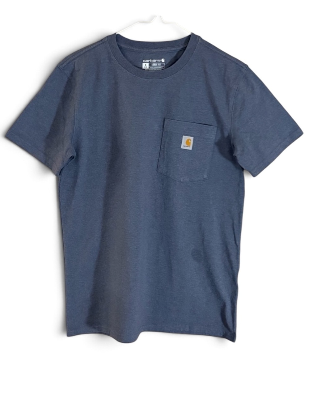 Carhartt Denim Blue Crewneck Loose Fit Short Sleeve Pocket Tee